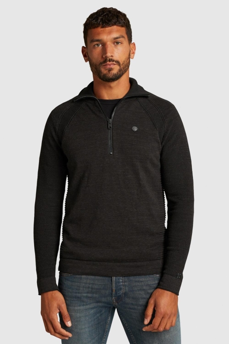 Cast Iron half zip collar cotton heather pla